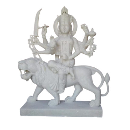 White Plain Durga Maa Marble Statue
