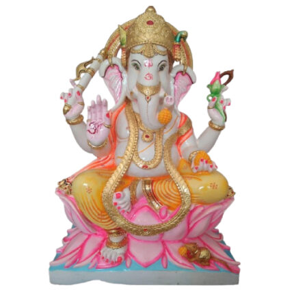 Sitting Temple Marble Ganesh Statue