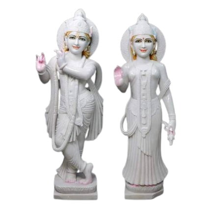 Traditional White Marble Krishna Radha God Statue